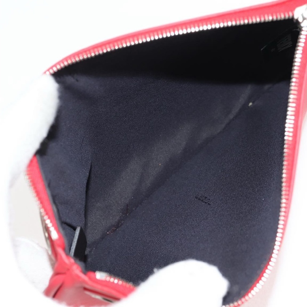FENDI Zucca Canvas Triplet Clutch Bag Leather Beige Red Silver - Picture 6 of 15